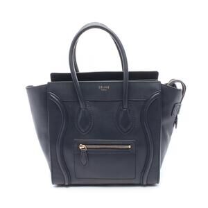 Celine Luggage Shopper Tote Bag Leather Navy Blue